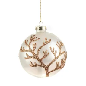 Gold Glittered Coral Glass Ball Ornament