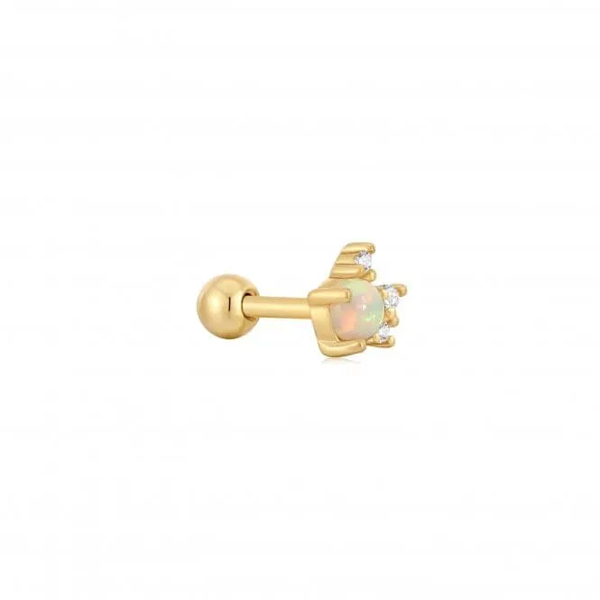 Gold Kyoto Opal Sparkle Crown Barbell Single Earring E047-05G