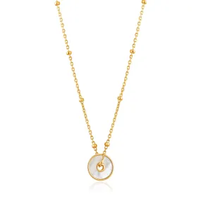 Gold Mother Of Pearl Disc Necklace