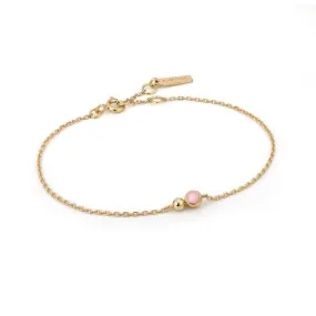 Gold Orb Rose Quartz Chain Bracelet B045-01G-RQ