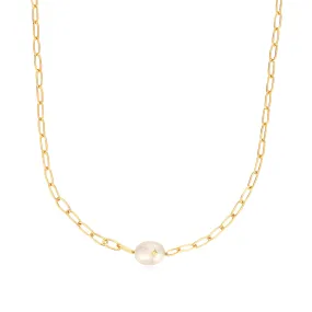 Gold Pearl Sparkle Chunky Chain Necklace