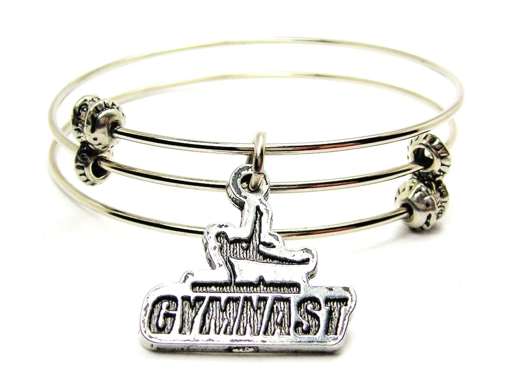 Gymnast On Pommel Horse Triple Style Expandable Bangle Bracelet