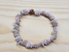 Hand Crafted Natural, Freeform Kunzite Gemstone Stretch Bracelet. One size fits most