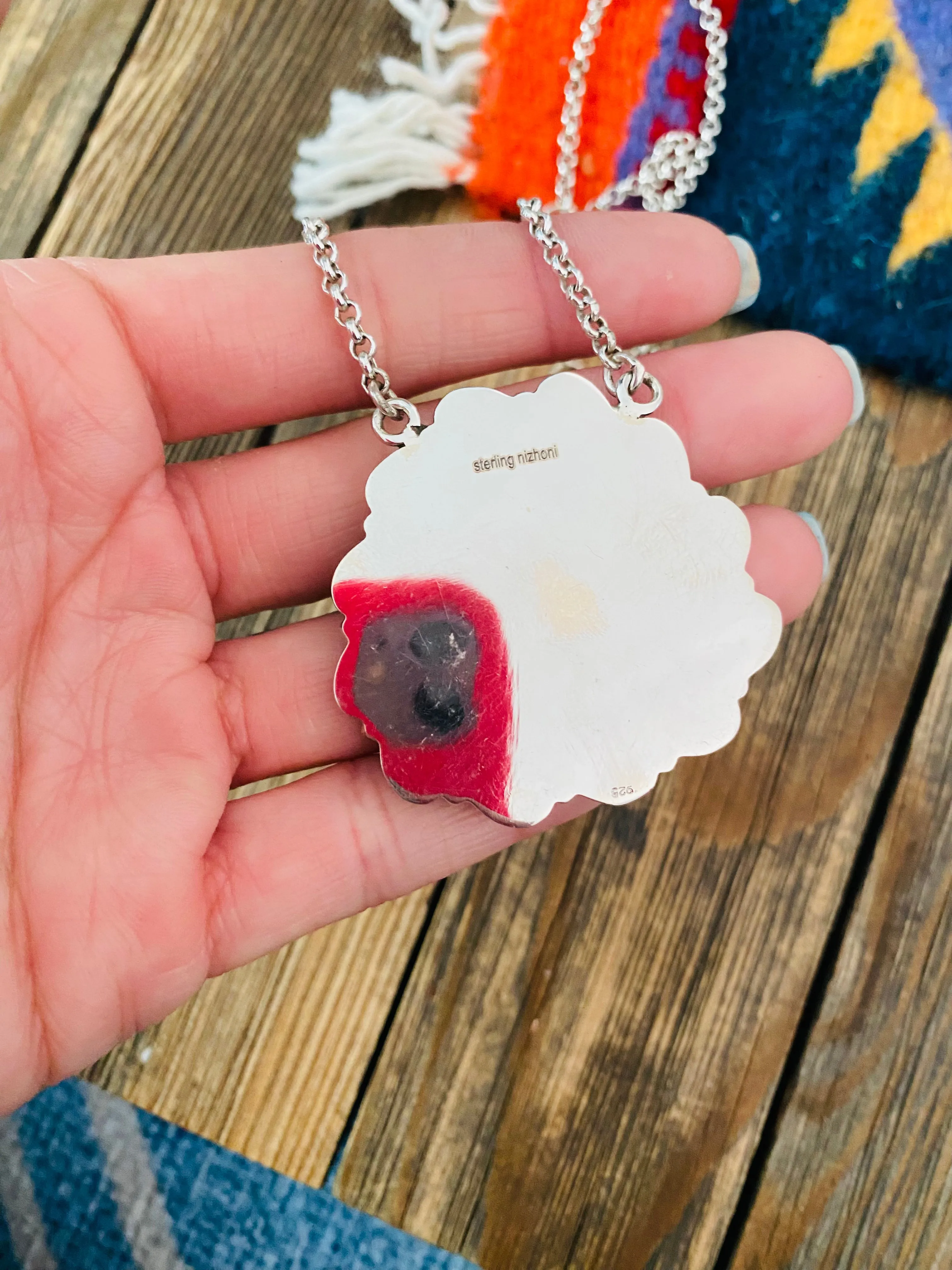 Handmade Sterling Silver, Turquoise & Coral Cluster Necklace