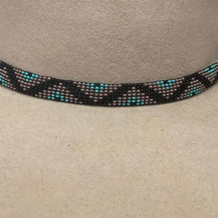 Hatband B1-R | 7 Row Stretch Black/Turquoise/Lavender