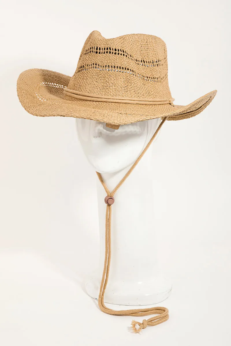 Howdy & Rowdy Weaved Cowgirl Hat with Adjustable String (Assorted Colors)