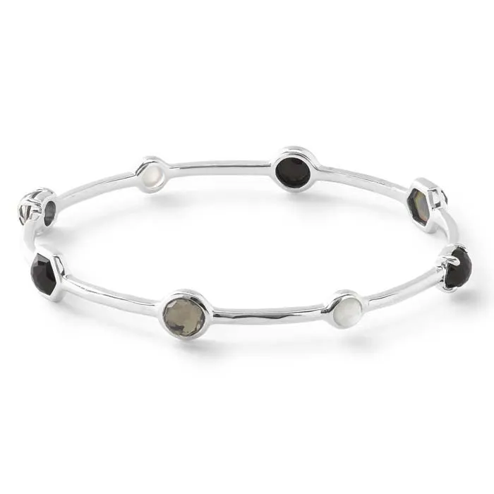 Ippolita Rock Candy Black Tie 5-Stone Bangle Bracelet in Sterling Silver