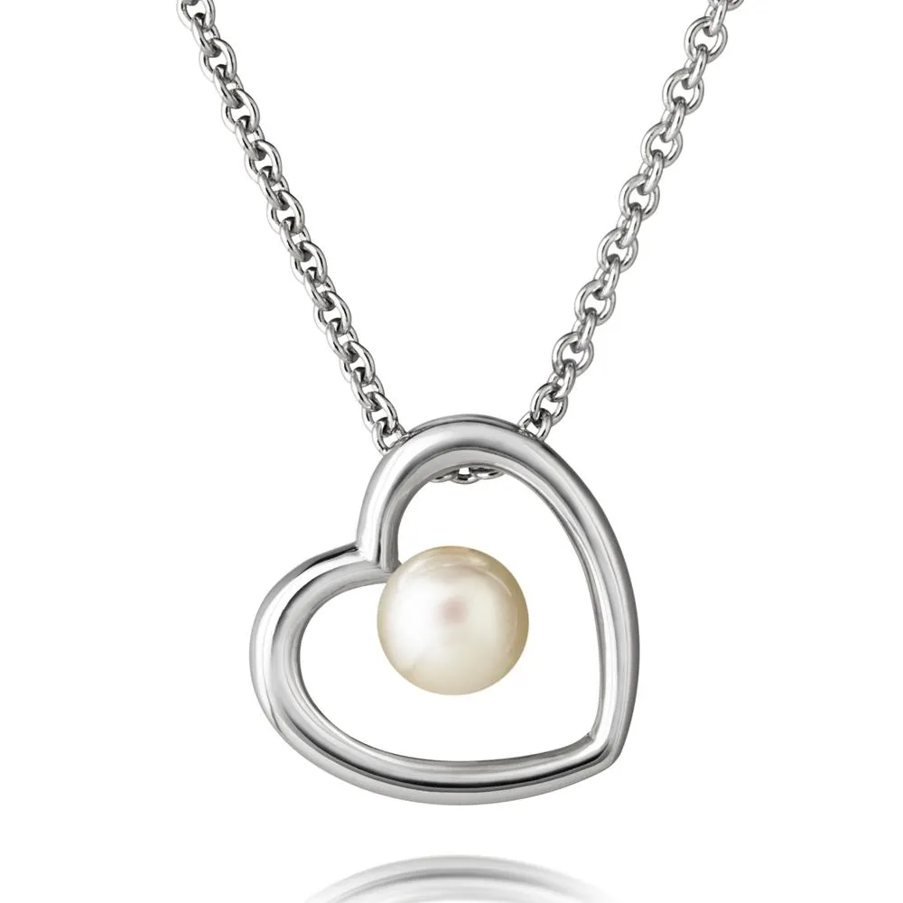 Jersey Pearl Kimberley Selwood Pearl Heart Pendant  1605839 Silver 16/18"