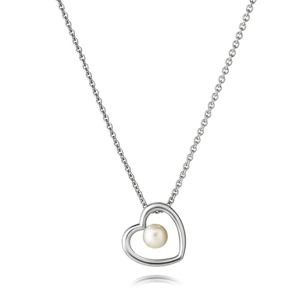 Jersey Pearl Kimberley Selwood Pearl Heart Pendant  1605839 Silver 16/18"