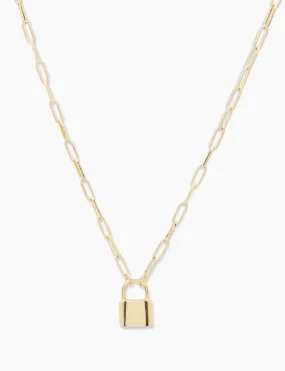 Kara Padlock Charm Necklace, Gold