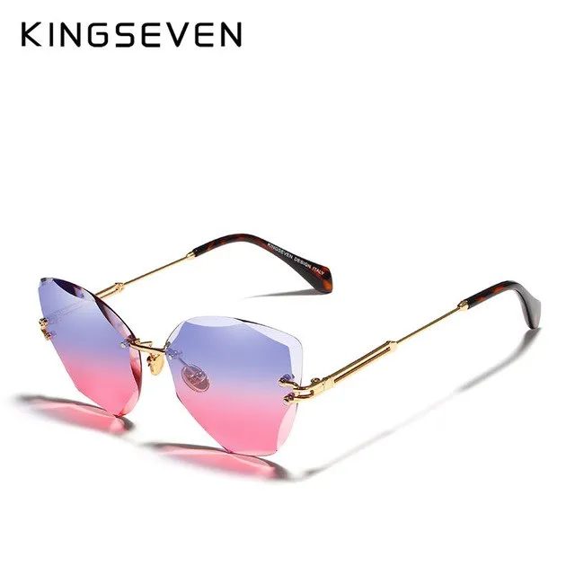 Kingseven Rimless Cat Eye Sunglasses Women Gradient N801