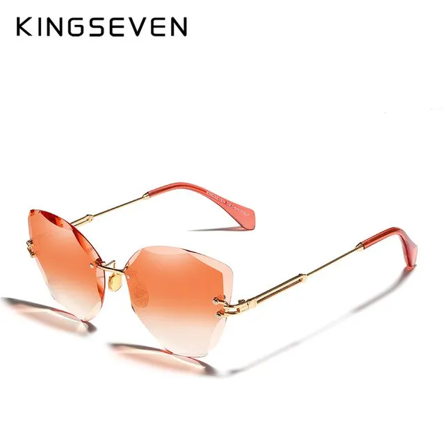 Kingseven Rimless Cat Eye Sunglasses Women Gradient N801