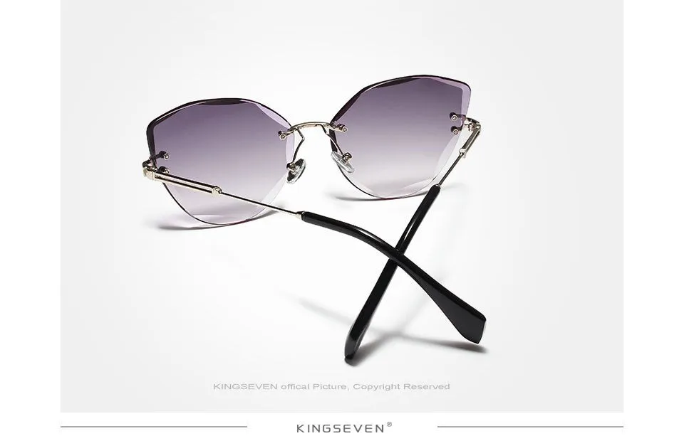 Kingseven Rimless Cat Eye Sunglasses Women Gradient N801