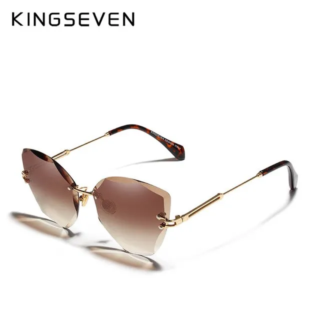 Kingseven Rimless Cat Eye Sunglasses Women Gradient N801