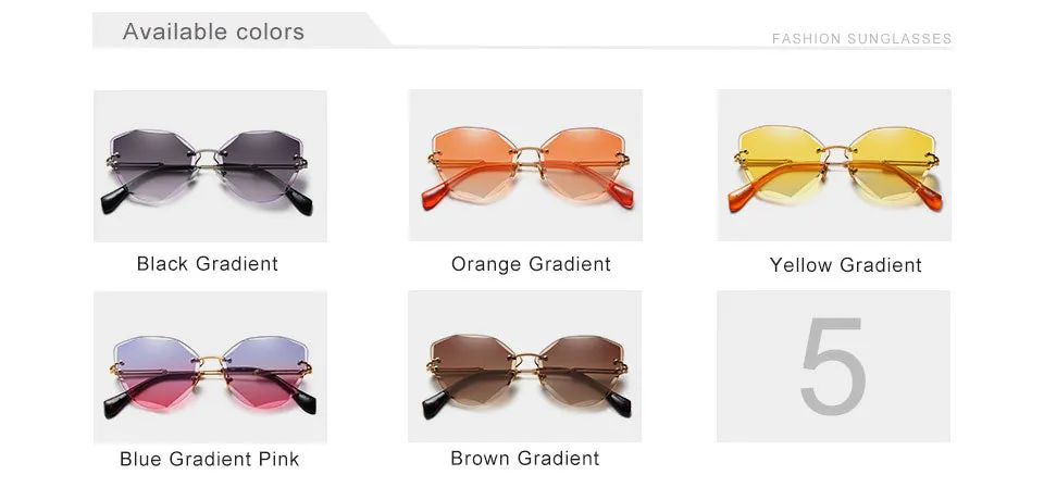 Kingseven Rimless Cat Eye Sunglasses Women Gradient N801