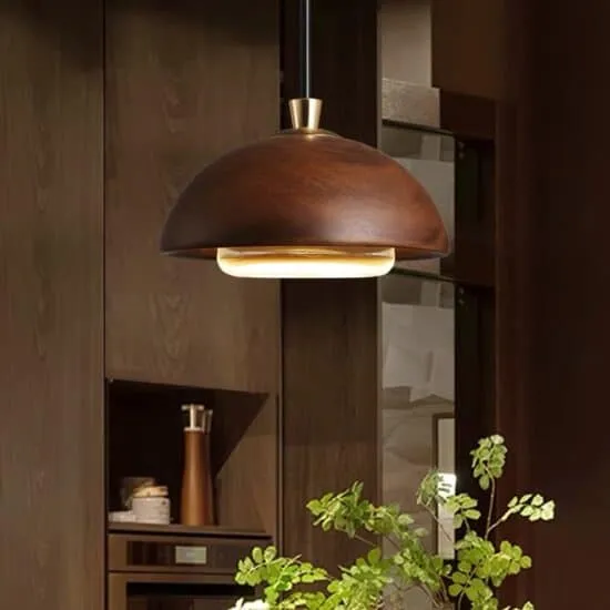 Kirstine Scandinavian Wood Dome Pendant Lamp