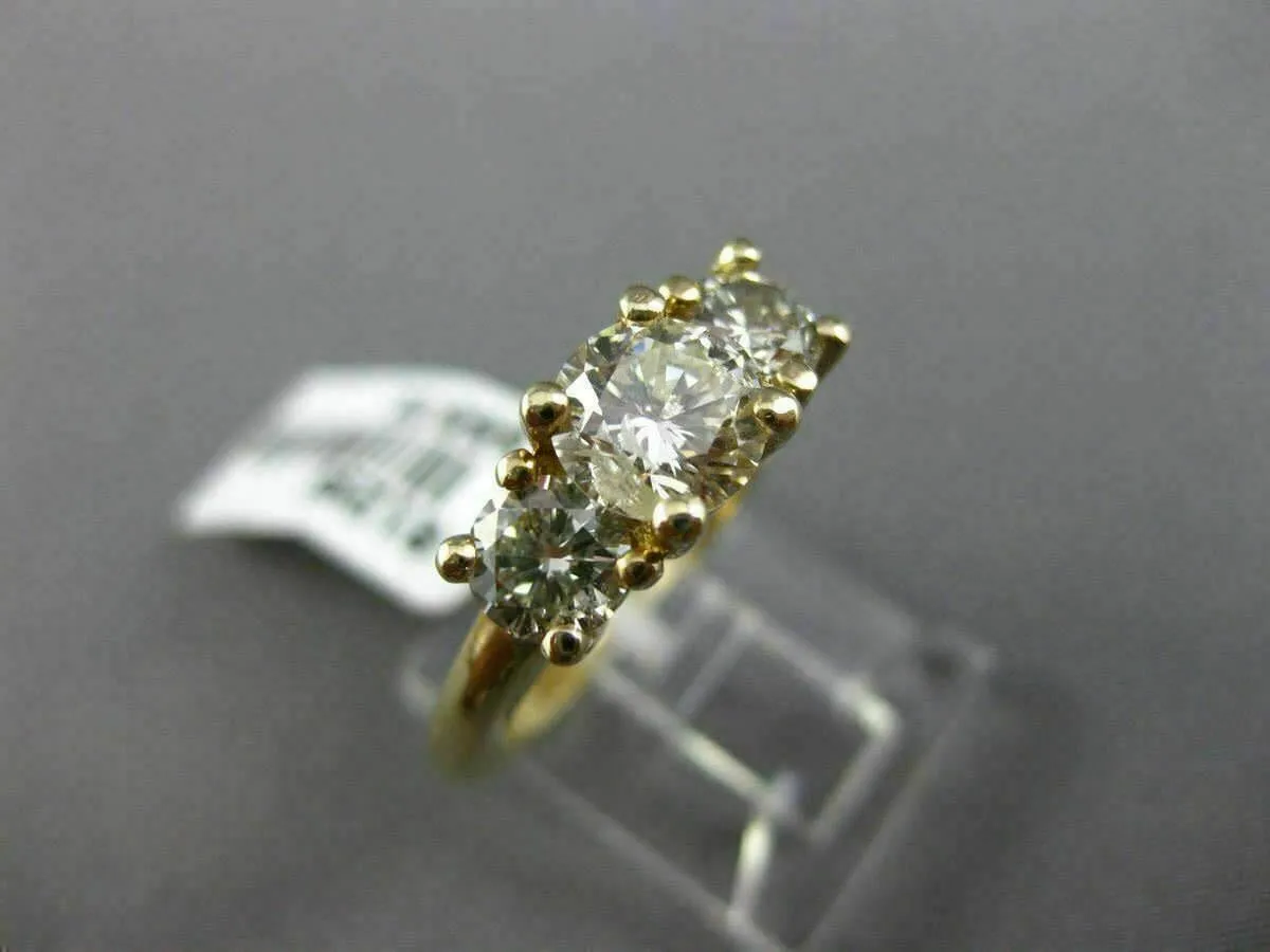 LARGE 1.68CT DIAMOND 14K YELLOW GOLD 3 STONE PAST PRESENT FUTURE ENGAGEMENT RING