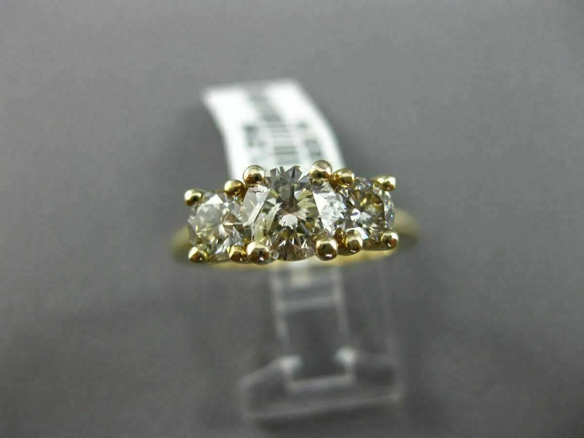 LARGE 1.68CT DIAMOND 14K YELLOW GOLD 3 STONE PAST PRESENT FUTURE ENGAGEMENT RING