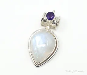 Large Vintage Supreme Jewelers Amethyst Moonstone Sterling Silver Pendant