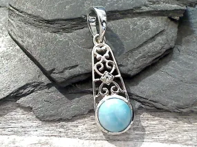 Larimar, CZ, Sterling Silver Small Pendant