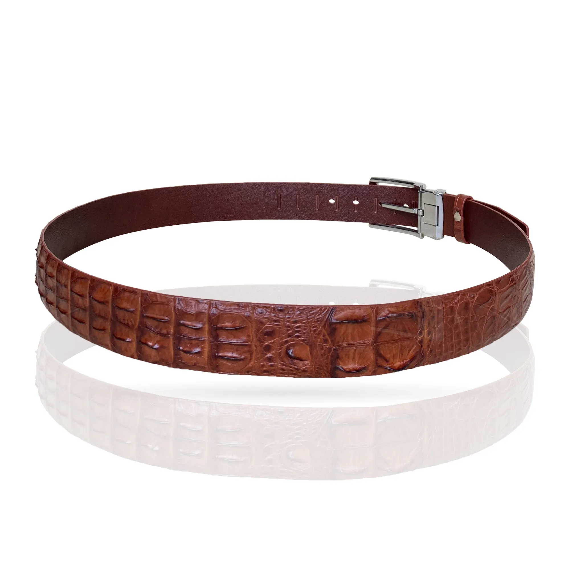 Light Brown Alligator HornBack Leather Belt For Men - Pin Buckle | BEHO66-PIN