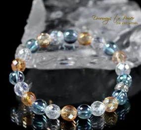 Light Language Starseed Quartz Bracelet Aqua & Angel Aura   Imperial Gold Quartz