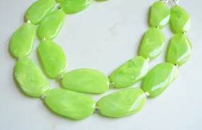 Lime Green Statement Acrylic Beaded Chunky Multi Strand Necklace - Miranda