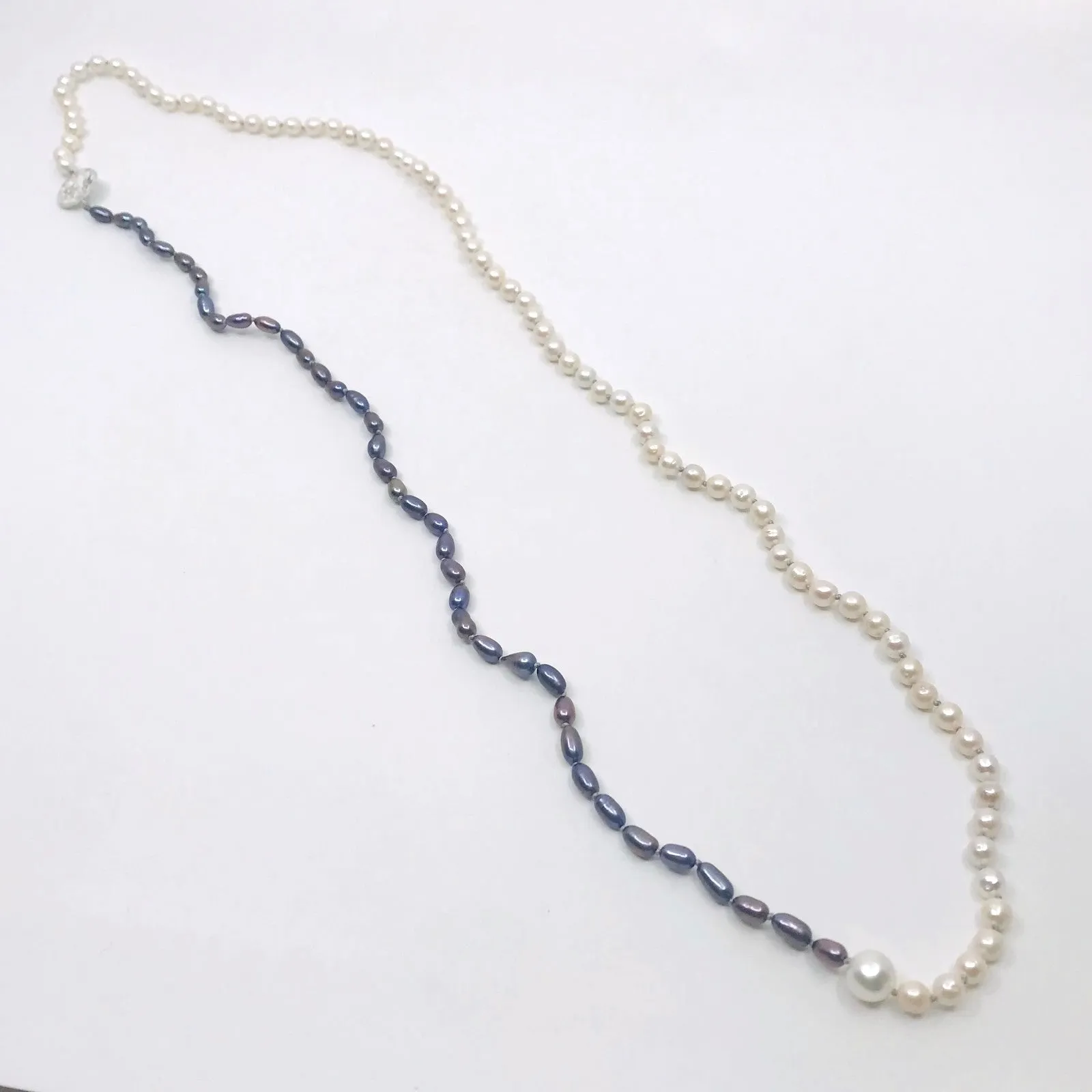 Long Light and Dark Pearl Necklace by Soma Mo