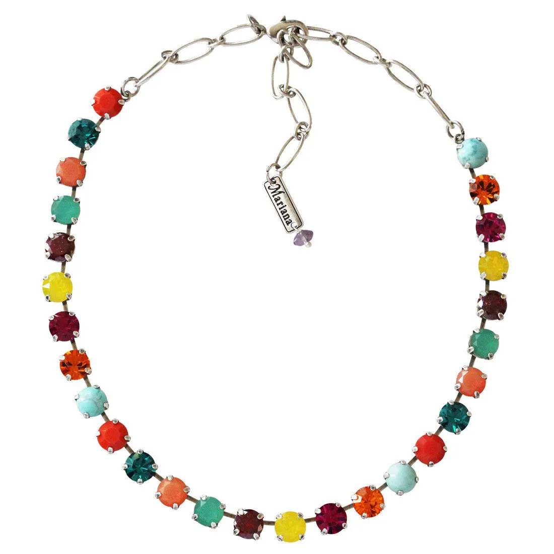 Mariana "Masai" Silver Plated Must-Have Everyday Crystal Necklace, 3252 M1077