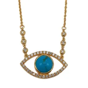 Marika 14k Gold, Turquoise & Diamond Necklace, - M8991