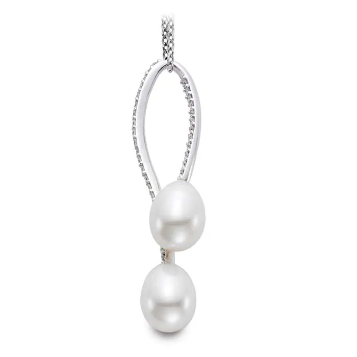 Mastoloni 8.5-9mm Freshwater Cultured Pearl Vine Pendant in 18K White Gold