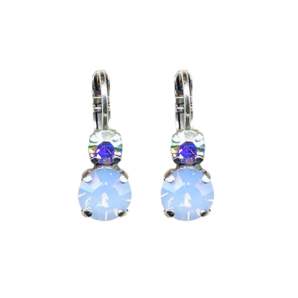 Medium Double Stone Leverback Earrings in "Periwinkle" - Antique Silver