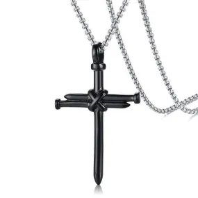 Men's Christian Necklace <br> Nails (Black)