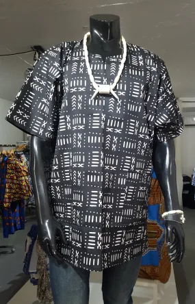 Men's Mud Print Dashiki Top & Cap