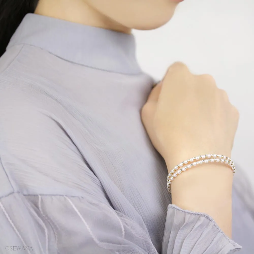 Metallic Pave and White Stone Bangle