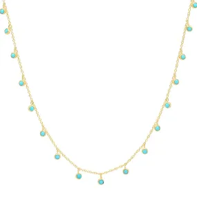 Mini Turquoise Bezel Dangle By-the-Inch Necklace