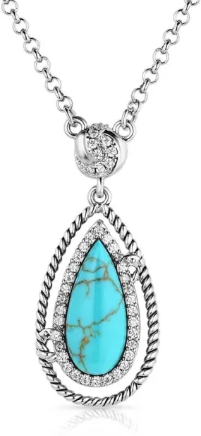 Montana Silversmiths Stunning Sparkle Tied & True Turquoise Pendant Western 19" Necklace