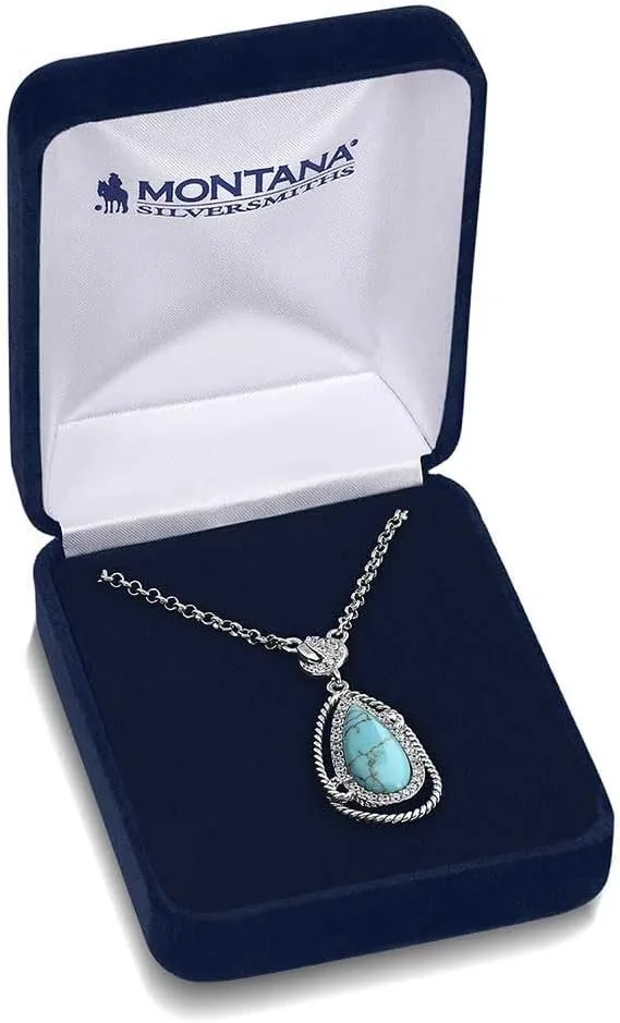 Montana Silversmiths Stunning Sparkle Tied & True Turquoise Pendant Western 19" Necklace