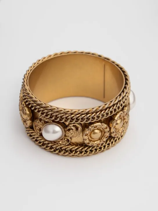 Moschino   Chain &amp; faux pearl bangle 