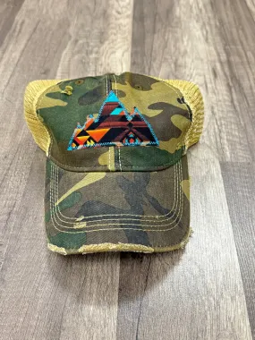 Mountain Aztec Patch "Dirty Look" Trucker Hat-Camo