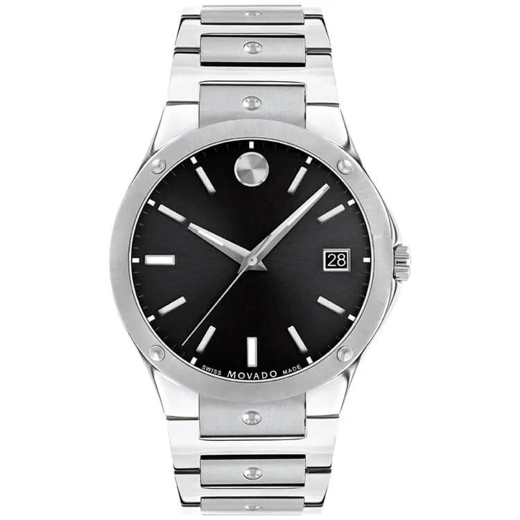 Movado SE Black Dial Steel Bracelet Men's Watch 0607541