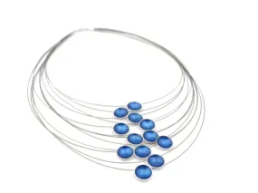 Multi Strand Kingfisher Enamel 12 Strands Disc Necklace