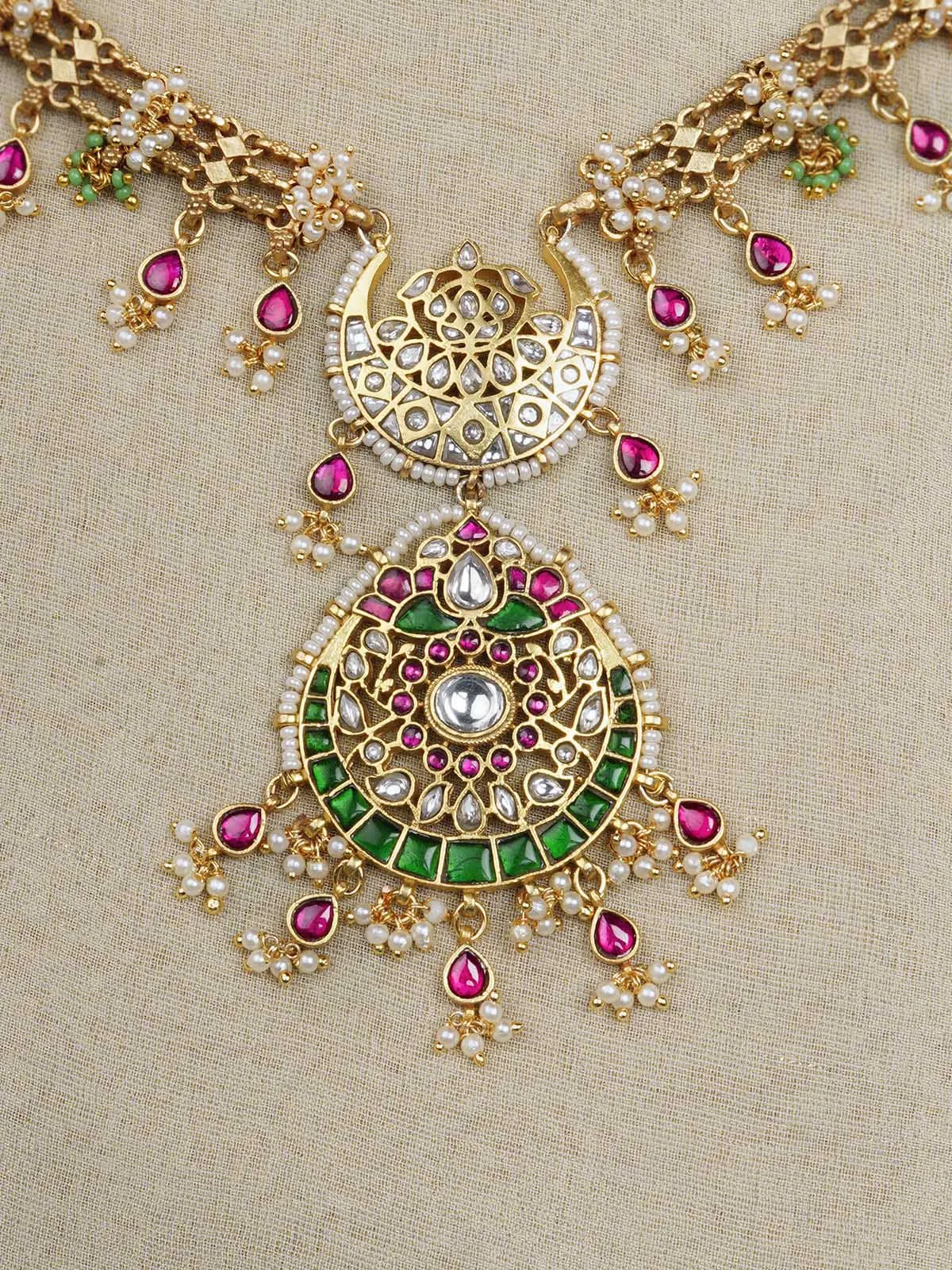 Multicolor Gold Plated Mishr Necklace Set - MR-S654M