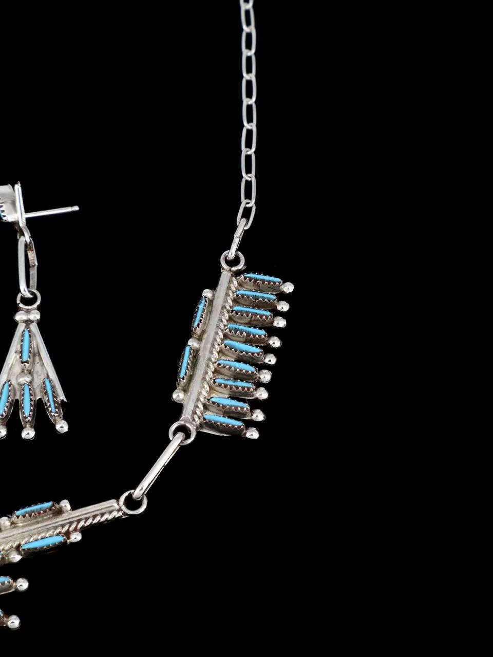 Native American Zuni Turquoise Necklace and Earrings Set