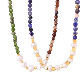 Natural Freshwater Pearl Turquoise Beaded Necklace