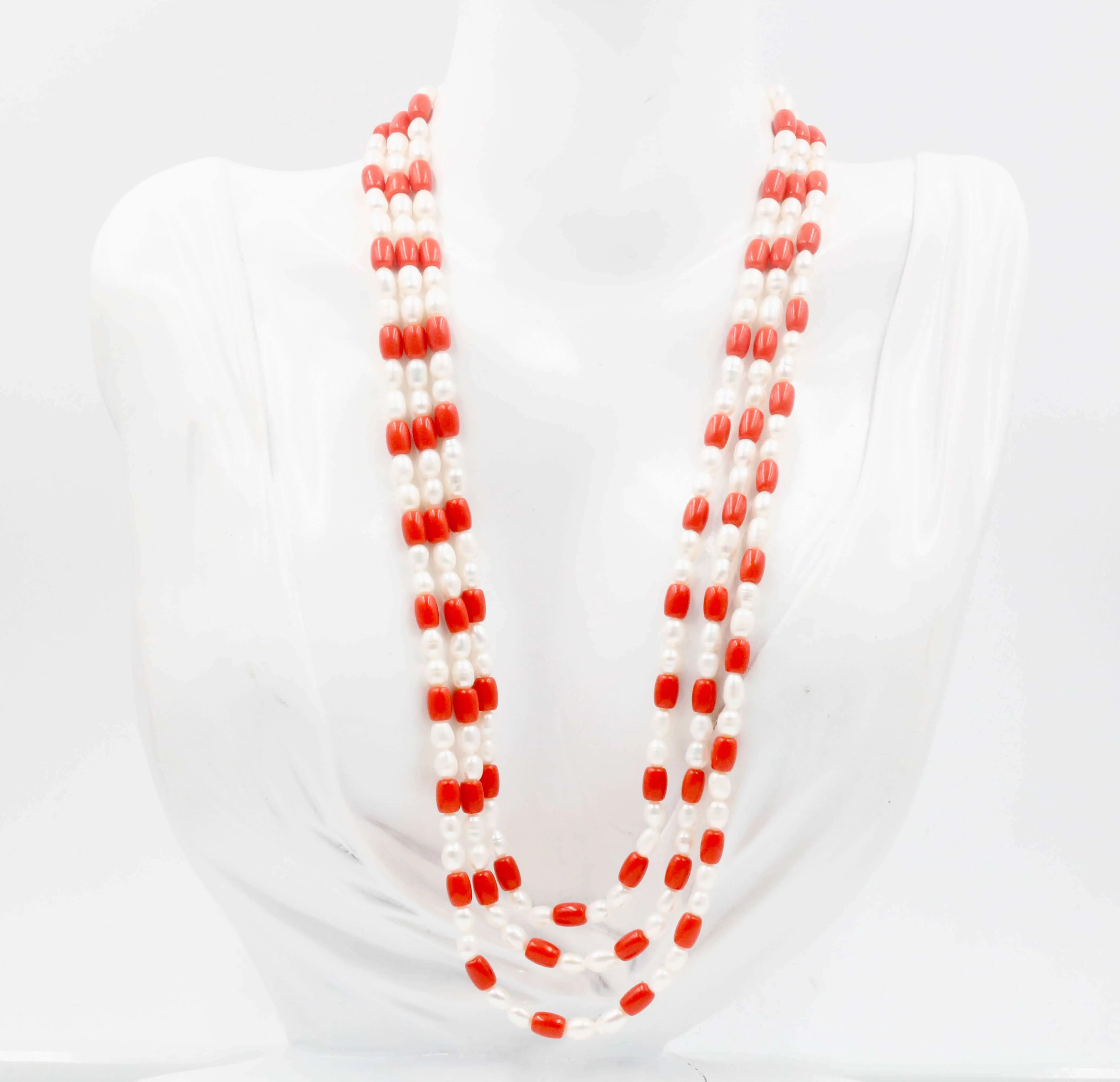 Natural Gemstone Necklace Cultured Pearl Necklace Orange Coral Necklace Coral And Pearl Beaded Gemstone Indian Sarafa Necklace SKU: 6142997