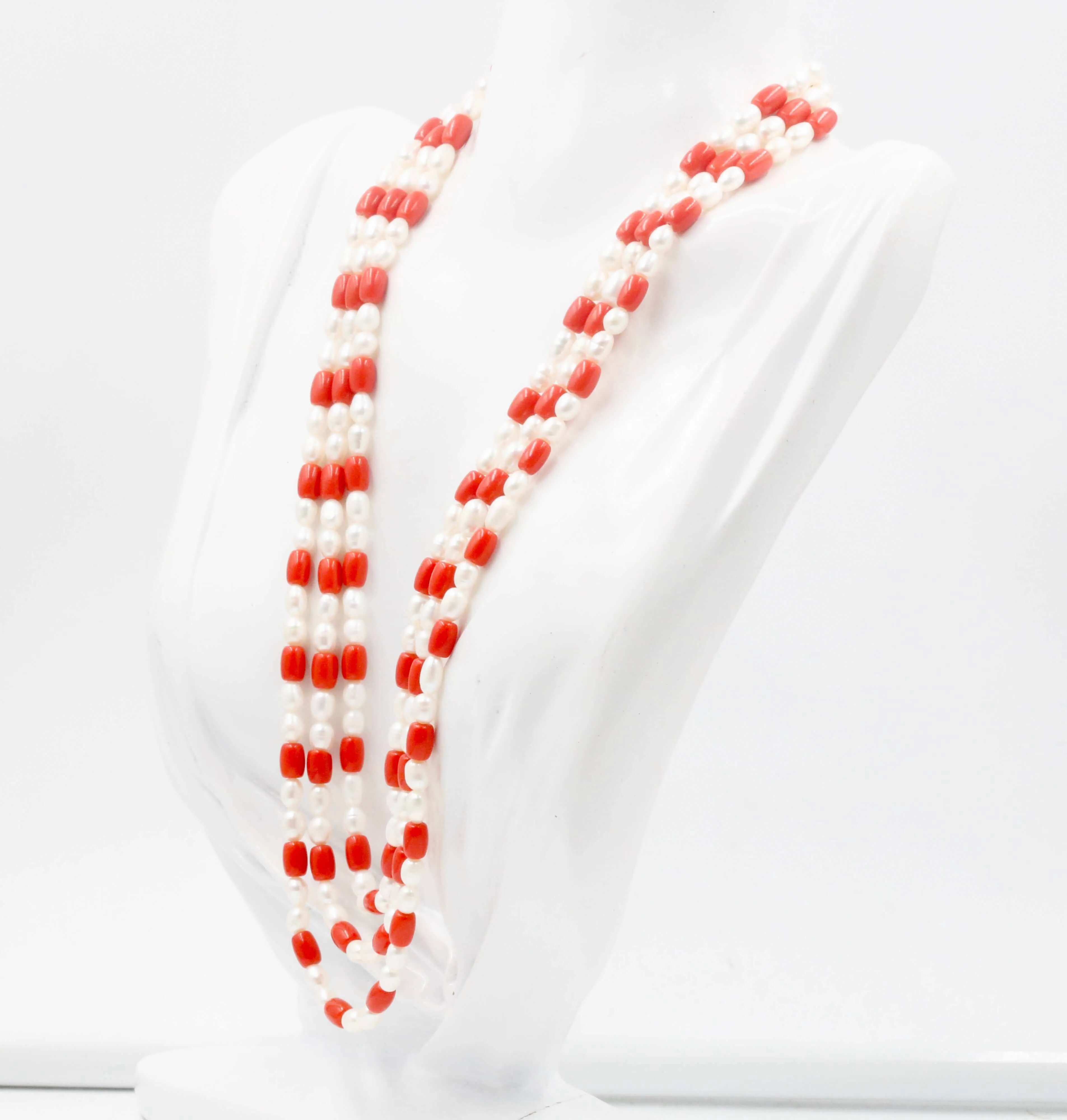 Natural Gemstone Necklace Cultured Pearl Necklace Orange Coral Necklace Coral And Pearl Beaded Gemstone Indian Sarafa Necklace SKU: 6142997