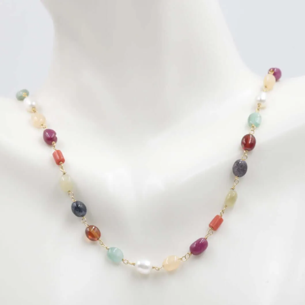 Natural Navratna necklace nine gemstones necklace nine gems necklace ruby sapphire necklace emerald necklace planet necklace SKU: 6142606