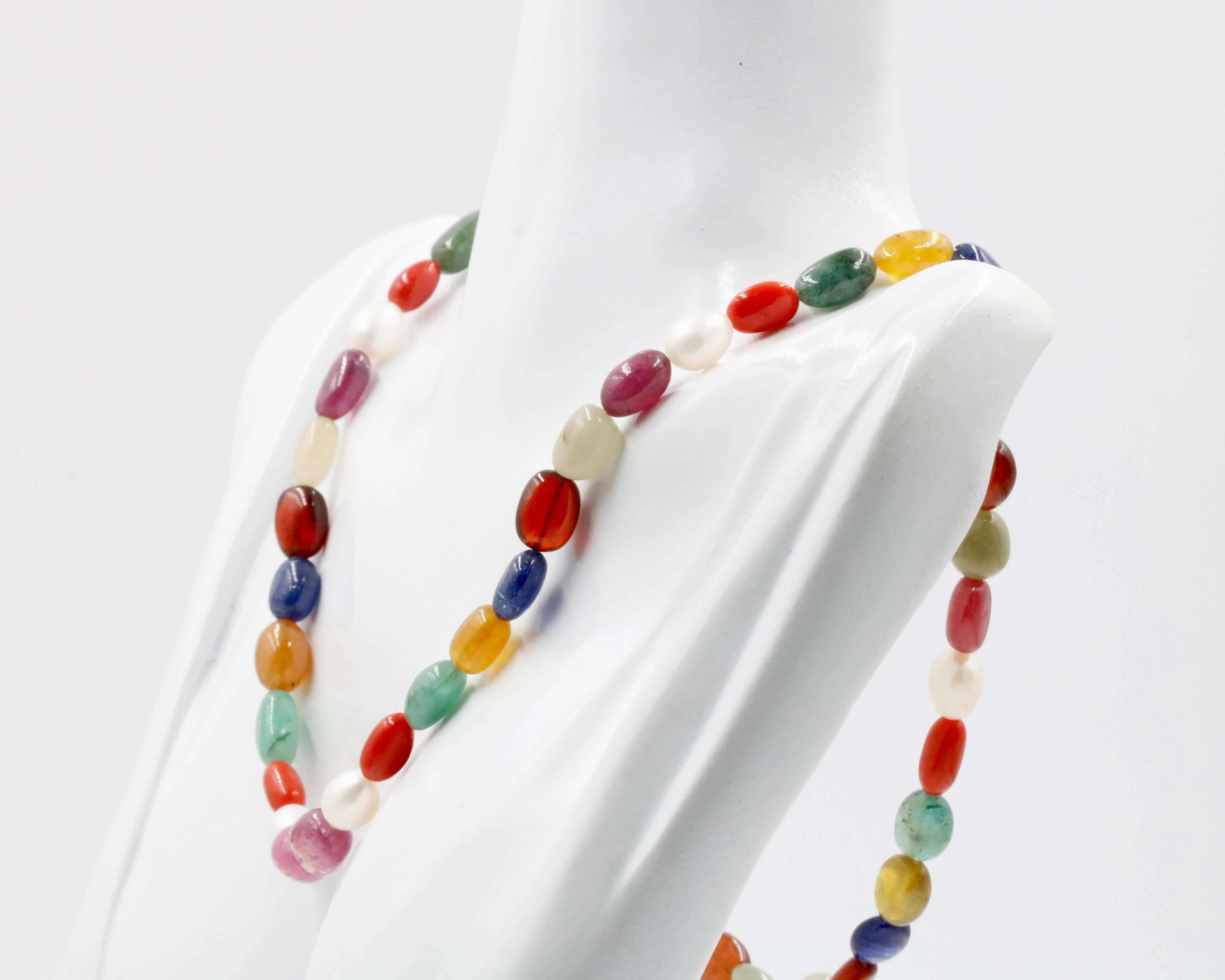 Natural Navratna Strands Nine gemstones DIY necklace DIY Nine gems DIY necklace Ruby Sapphire beaded strand Emerald DIY necklace SKU:6142627