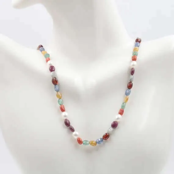 Natural Navratna Strands Nine gemstones DIY necklace DIY Nine gems DIY necklace Ruby Sapphire beaded strand Emerald DIY necklace SKU:6142627